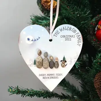 Natal Seixo Ornamento | Árvore De Natal Pingente Em Forma De Coração | Natal Travar Pingente De Decoração Tags Para Ceia De Ano Novo